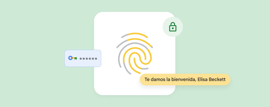 Una huella digital con íconos de seguridad muestra cómo las llaves de acceso simplifican y hacen más seguro el proceso de acceso